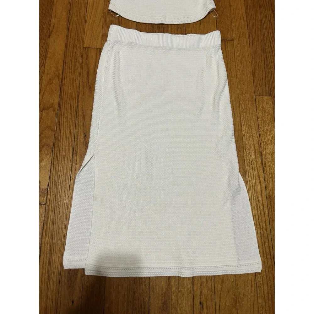 Happily Grey Knit Pencil Skirt And Sleeveless Knit Top Set Size XL